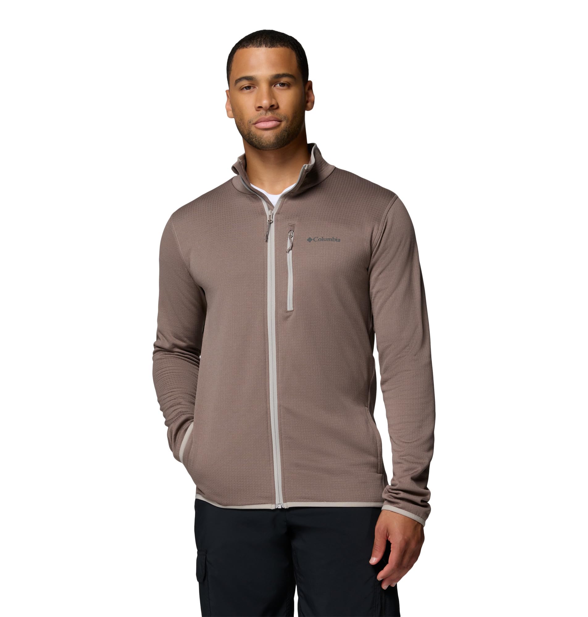 Columbia mens Essential Hike Grid Fleece Full Zip, Iron/Flint Grey